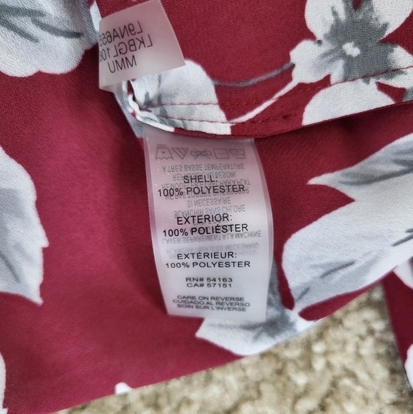 💚HP💚Karl Lagerfeld Paris Floral Pearl Button Down Ruffle Cinched Sleeve Blouse - Picture 10 of 11